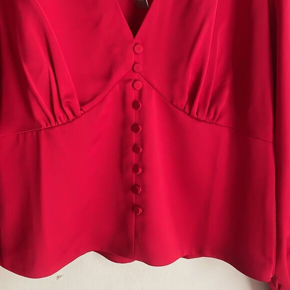 J.Crew Deep V-neck button-front top in satin-backed crepe - Picture 7 of 16